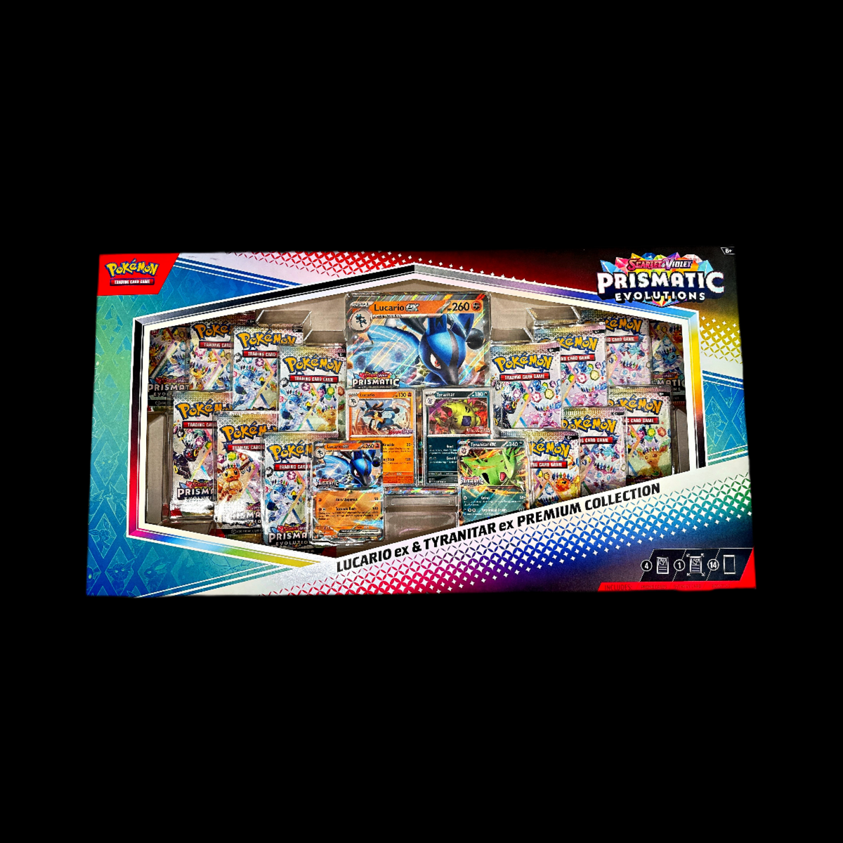 Pokémon Scarlet & Violet Prismatic Evolutions Lucario ex & Tyranitar ex Premium Collection